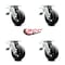 Service Caster 6 Inch Rubber on Steel Caster Set with Roller Bearing and Total Lock Brake SCC SCC-TTL30S620-RSR-4 - alternate 2